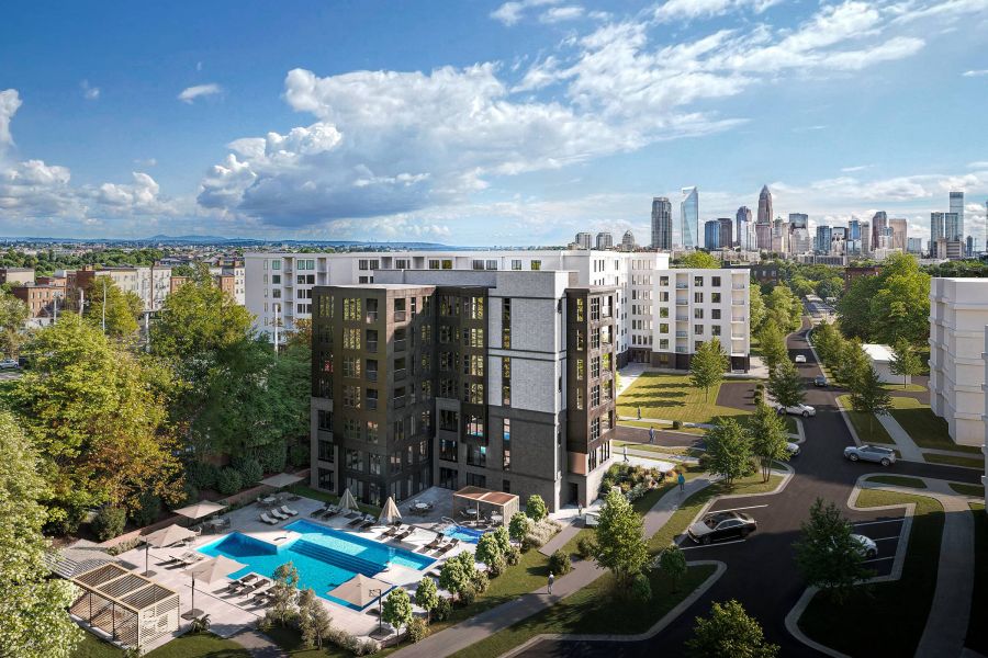The Sloan at LoSo aerial rendering