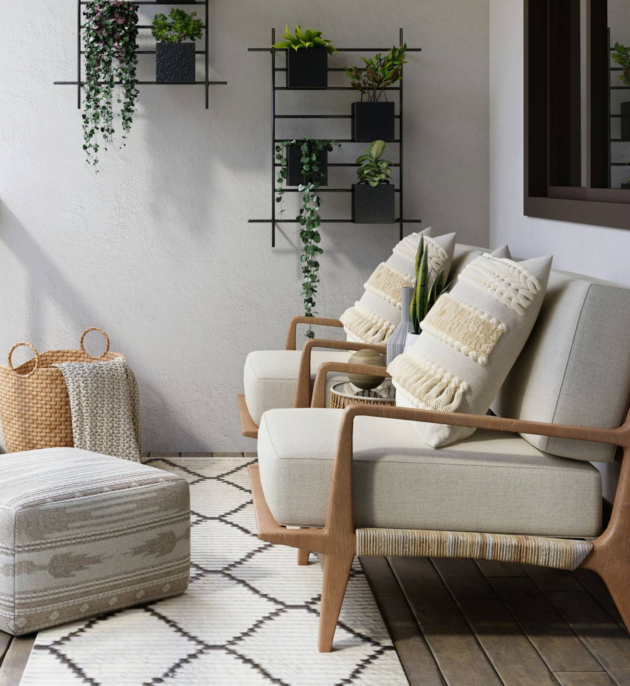 The Sloan at LoSo in Charlotte, NC apartment features with oversized balconies and patio furniture and plants